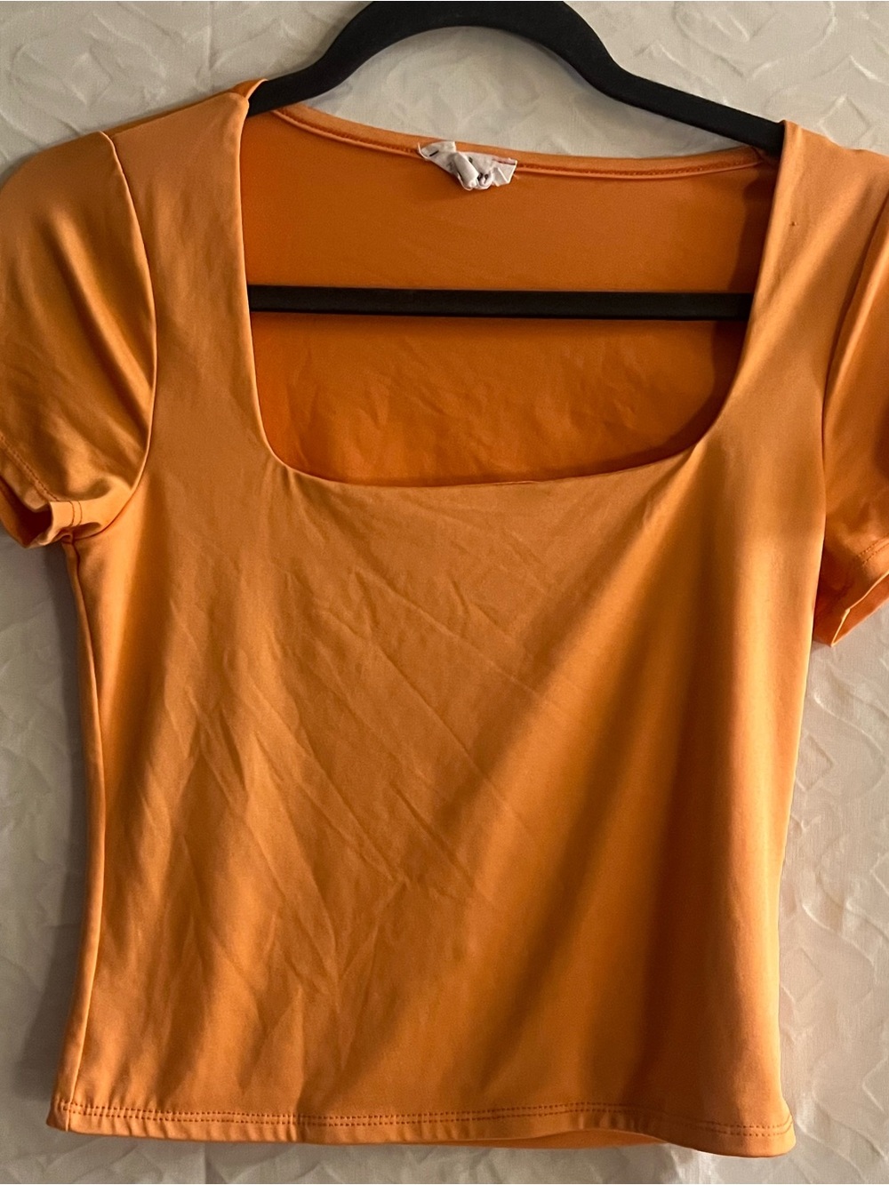 Teen Girl Square Neck Short Sleeve Top - Orange
